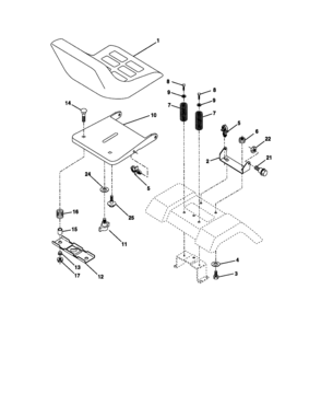 Seat Assembly Diagram and Parts List for 917270633  Craftsman Lawn Tractor