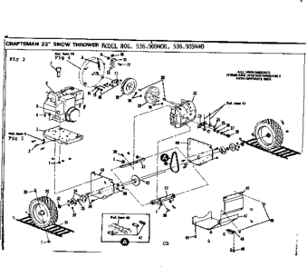 Wheel Assembly Diagram and Parts List for 536909440  Craftsman Snow Blower
