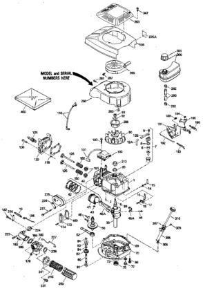 Replacement Parts Diagram and Parts List for 143414642  Craftsman Engine