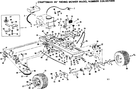 Drive Assembly Diagram and Parts List for 536657000  Craftsman Lawn Mower