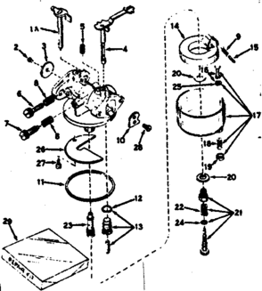 Carburetor Diagram and Parts List for 143537012  Craftsman Engine