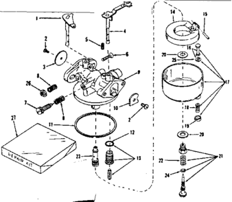 Carburetor Diagram and Parts List for 143524021  Craftsman Engine