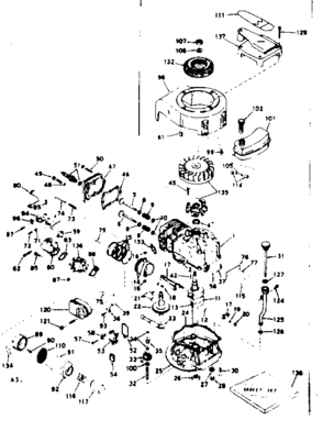 Basic Engine Diagram and Parts List for 143181102  Craftsman Engine