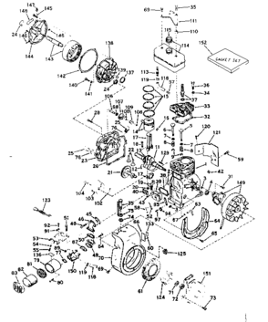 Basic Engine Diagram and Parts List for 143571102  Craftsman Engine