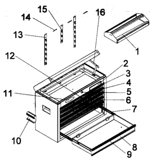 Chest Diagram and Parts List for 706652612  Craftsman Tool Stand & Cart