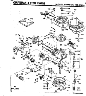 Replacement Parts Diagram and Parts List for 143324052  Craftsman Engine
