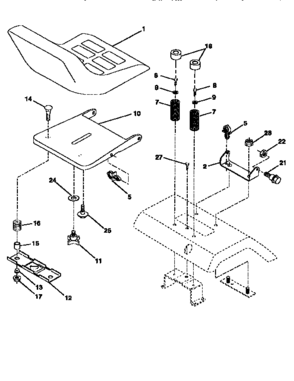 Seat Assembly Diagram and Parts List for 917252581  Craftsman Lawn Tractor