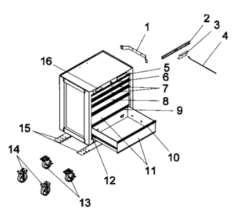 Chest Diagram and Parts List for 706618160  Craftsman Tool Stand & Cart