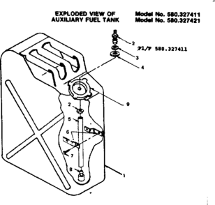 Auxilary Fuel Tank Diagram and Parts List for 580327411  Craftsman Engine