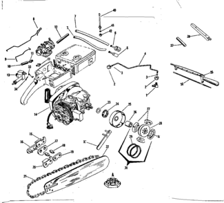 Engine/chain And Guide Bar Diagram and Parts List for 91763204  Craftsman Chainsaw