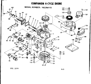 Replacement Parts Diagram and Parts List for 143254112  Craftsman Engine