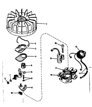 Magneto (phelon F-4220-h) Diagram and Parts List for 143105041  Craftsman Engine