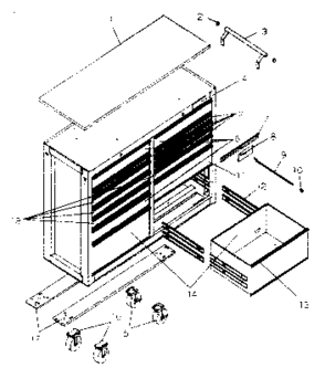 Cabinet Parts Diagram and Parts List for 706655137  Craftsman Tool Stand & Cart