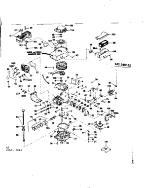 Replacement Parts Diagram and Parts List for 143346162  Craftsman Engine