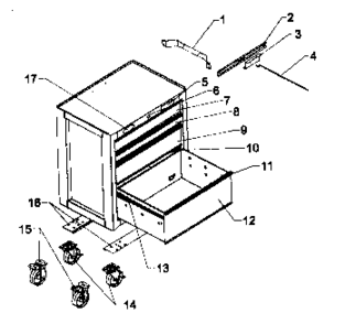 Cabinet Parts Diagram and Parts List for 706599032  Craftsman Tool Stand & Cart