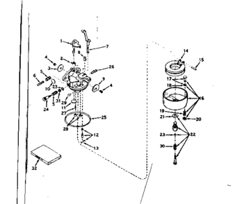 Carburetor Diagram and Parts List for 143566182  Craftsman Engine
