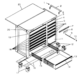 Cabinet Parts Diagram and Parts List for 706619332  Craftsman Tool Stand & Cart