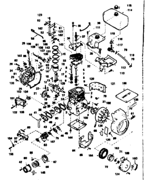 Basic Engine Diagram and Parts List for 143635012  Craftsman Engine