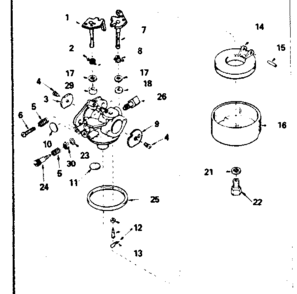 Carburetor No. 632222 Diagram and Parts List for 143386122  Craftsman Engine