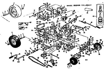 Drive Assembly Diagram and Parts List for 13196417  Craftsman Lawn Mower