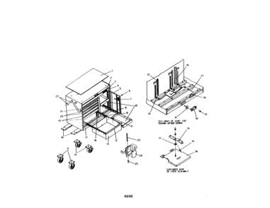 46" 7 Drawer Mobile Tool Cart Diagram and Parts List for 706655800  Craftsman Tool Stand & Cart