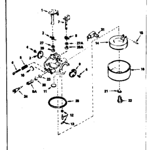 Carburetor Diagram and Parts List for 143386022  Craftsman Engine