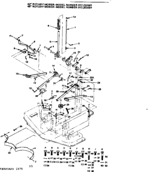 Lift Assembly Diagram and Parts List for 917253591  Craftsman Lawn Mower
