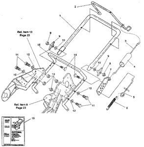 Handle Assembly Diagram and Parts List for 536884330  Craftsman Snow Blower