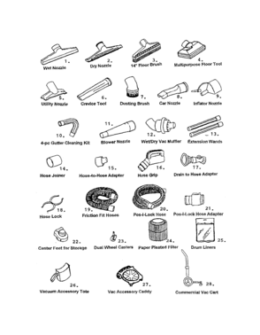Accessories Diagram and Parts List for 113178492  Craftsman Utility Vacuum