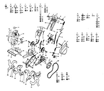 Main Frame Diagram and Parts List for 917299442  Craftsman Tiller