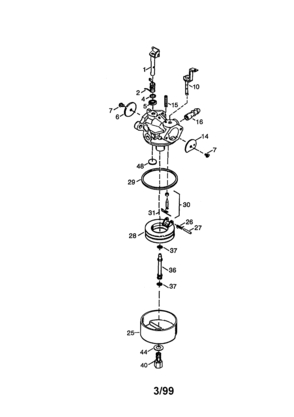 Carburetor 640099 Diagram and Parts List for 143640099  Craftsman Lawn Mower