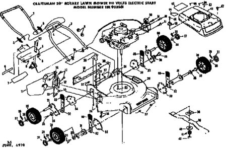Replacement Parts Diagram and Parts List for 131903501  Craftsman Lawn Mower