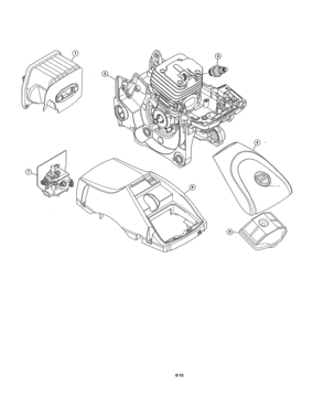 Short Block/muffler/carburetor Diagram and Parts List for 316380700  Craftsman Chainsaw