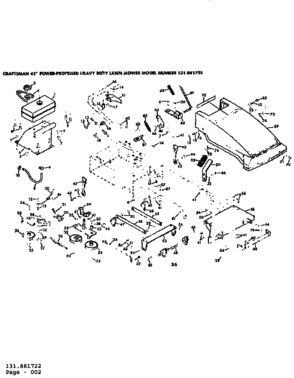 Shroud And Fuel Tank Assembly Diagram and Parts List for 131881722  Craftsman Lawn Mower
