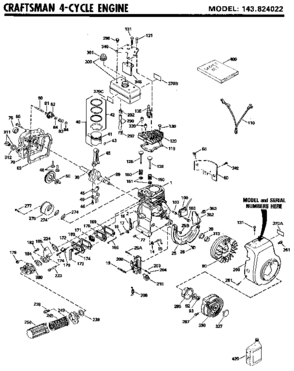 Replacement Parts Diagram and Parts List for 143824022  Craftsman Engine