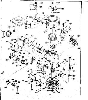 Basic Engine Diagram and Parts List for 143207032  Craftsman Engine