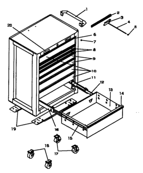Tool Box Diagram and Parts List for 706598941  Craftsman Tool Stand & Cart