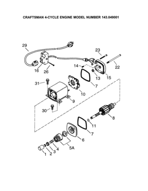 Electric Starter Diagram and Parts List for 143049001  Craftsman Engine