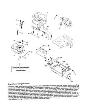Engine Diagram and Parts List for 917253140  Craftsman Lawn Tractor