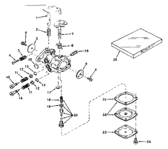 Carburetor Diagram and Parts List for 143621022  Craftsman Engine