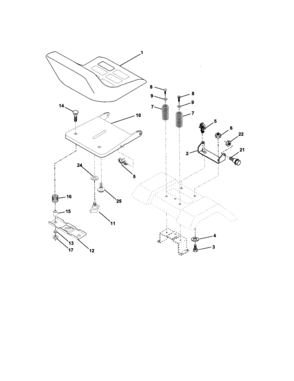Seat Assembly Diagram and Parts List for 917272430  Craftsman Lawn Tractor
