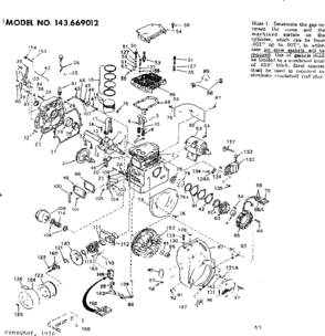 Engine Diagram and Parts List for 143669012  Craftsman Engine