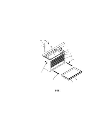 8 Drawer Professional Chest Diagram and Parts List for 706659940  Craftsman Tool Stand & Cart