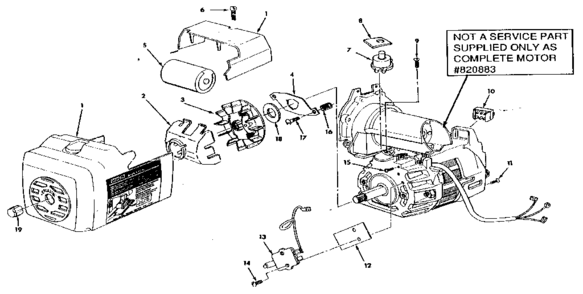 Unit Parts Diagram and Parts List for 820883  Craftsman Power Motor