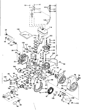 Basic Engine Diagram and Parts List for 143574042  Craftsman Engine