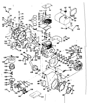 Basic Engine Diagram and Parts List for 143579102  Craftsman Engine