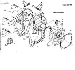 Crankcase Assembly Diagram and Parts List for 271281510  Craftsman Trimmer
