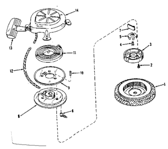 Rewind Starter Diagram and Parts List for 143524081  Craftsman Engine