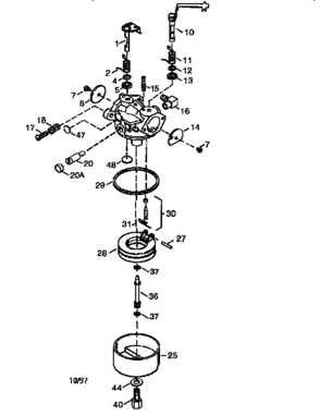 Carburetor 640056 Diagram and Parts List for 143640056  Craftsman Lawn Mower
