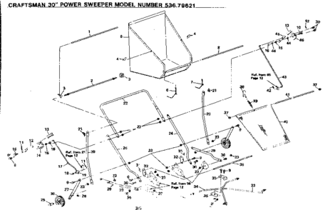 Handle Assembly Diagram and Parts List for 53679621  Craftsman Lawn Tractor